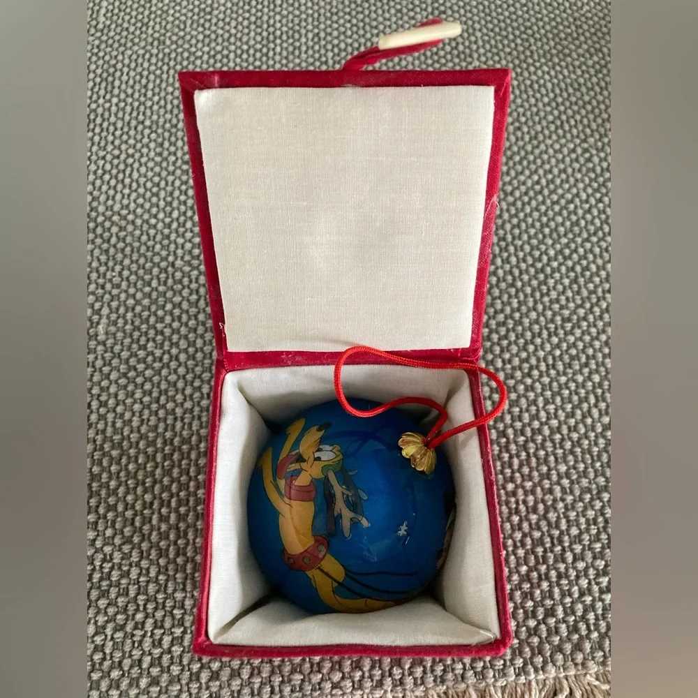 Vintage Disney Park hand blown/hand painted glass Mickey ornament.